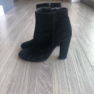 Black high heeled booties